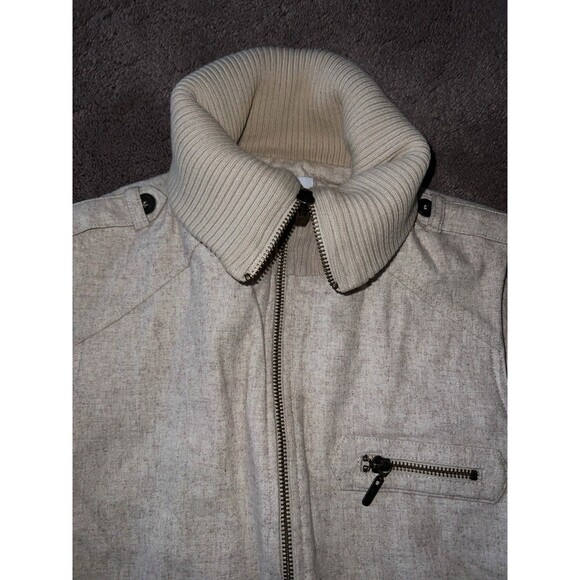 LS Ayres Zip Up Vest Mens Small Cream Cowl Neck Wool Blend Argentina Warm Preppy - Picture 4 of 10